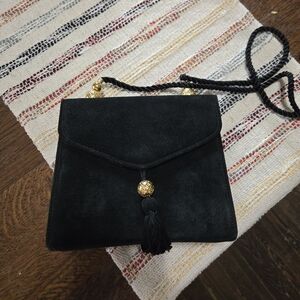 Elegant Black Suede Clutch